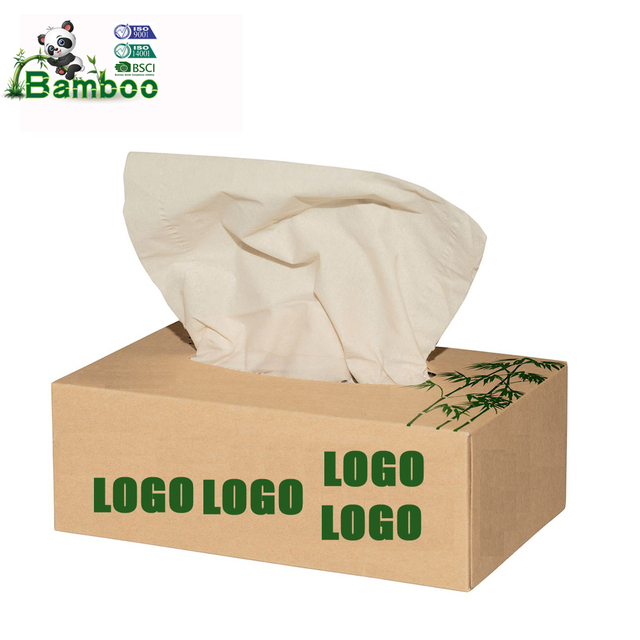 Boxed natural color bamboo pulp facial tissue